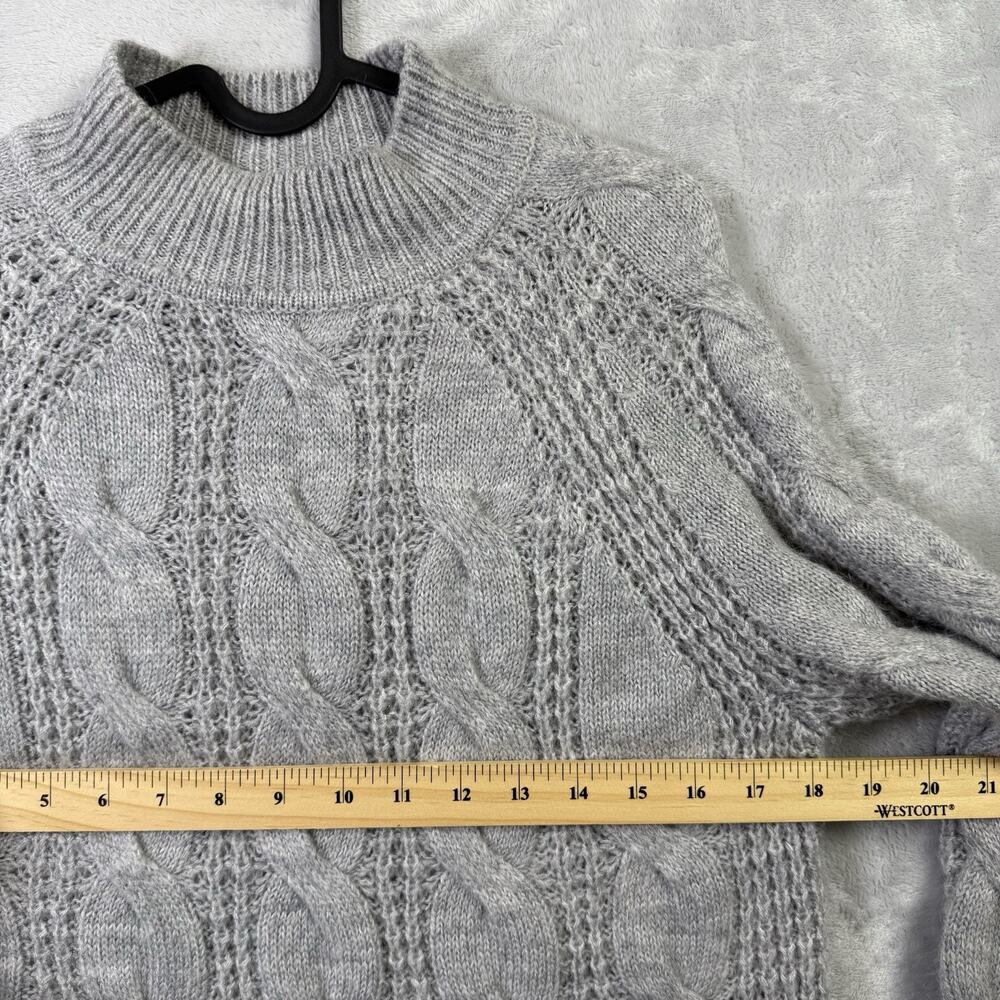 J Crew Crew Neck Cable Knit Sweater Women's XXS Grey Acrylic/Alpaca Blend Grey - Picture 10 of 16